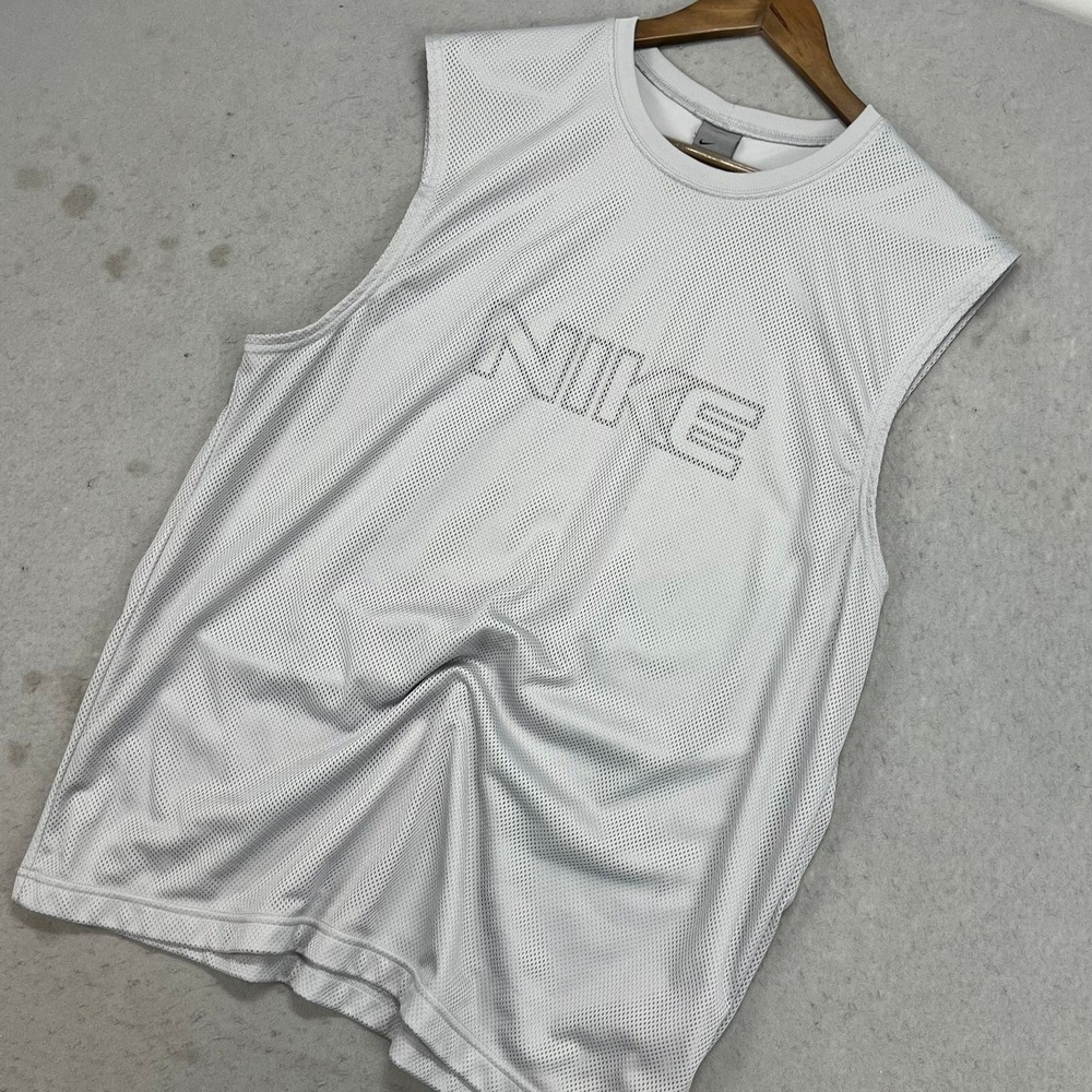 Vintage Nike Y2K Silver Tag Mesh Tank Top Mens Large Grey Sleeveless Jersey